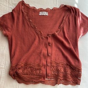 Orange cropped button up